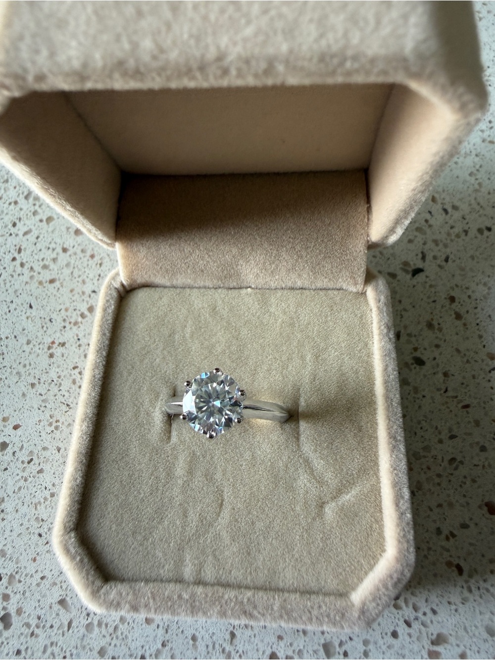 Fashion Ring Classic Solitaire Round-Cut Clear Stone Ring - Silver-Tone
